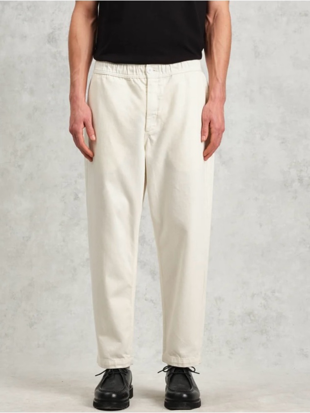 Men's Cream Casual Chinos with Elastic Waist